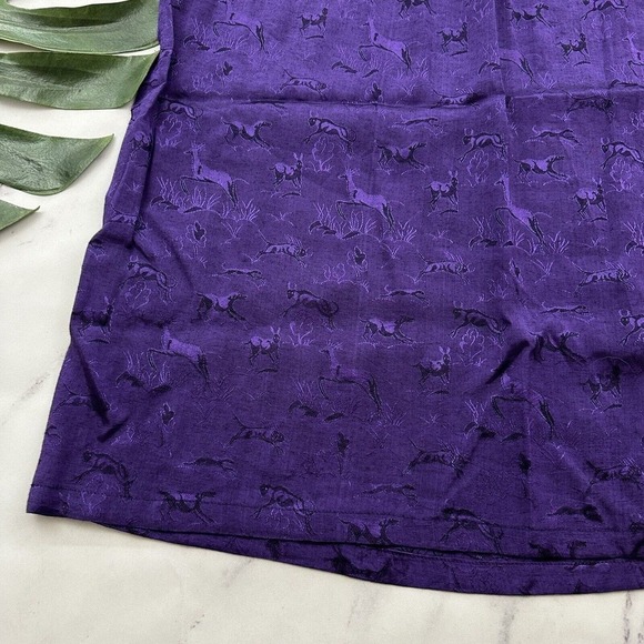 New Aura Womens Vintage Skirt Size M Purple Jacquard Animal Print 90s Shimmer - Picture 4 of 9